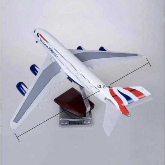 Модель літака Airbus A380 British Airways (1:160) зі звуковою LED-підсвіткою