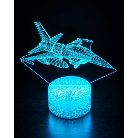 3D LED світильник-нічник Винищувач F-16 3D LED світильник-нічник Винищувач F-16