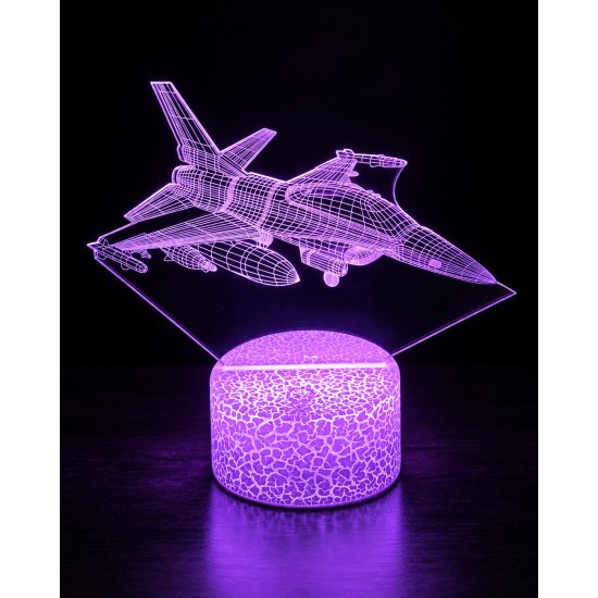 3D LED світильник-нічник Винищувач F-16 3D LED світильник-нічник Винищувач F-16