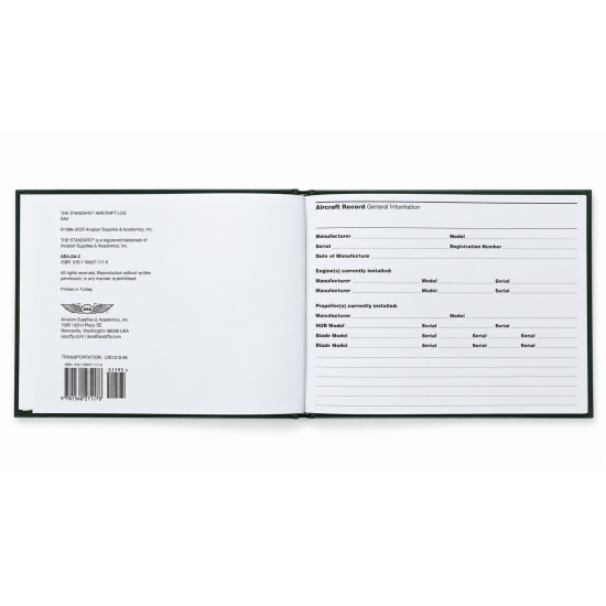 ASA Standard Aircraft Logbook — твёрдый переплёт