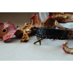 Браслет ручной работы Черный кожаный