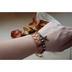 Браслет ручной работы Бежевый кожаный