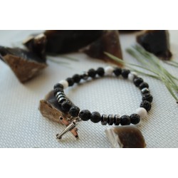 Браслет ручной работы Лава-Мрамор белый