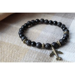 Браслет ручной работы Лава-Мрамор черный