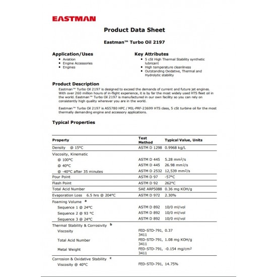 EASTMAN TURBINE OIL 2197