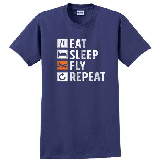 Футболка авиационная Eat, Sleep, Fly, Repeat мужская Футболка авиационная Eat, Sleep, Fly, Repeat мужская