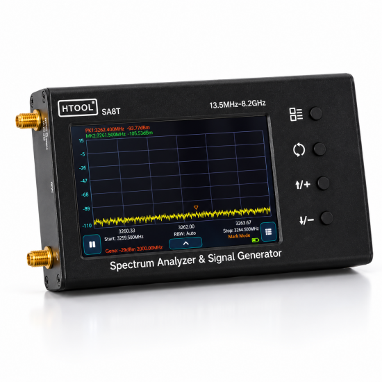Портативний аналізатор спектра HTOOL SA8T 13.5 МГц–8.2 ГГц з генератором сигналів Портативний аналізатор спектра HTOOL SA8T 13.5 МГц–8.2 ГГц з генератором сигналів