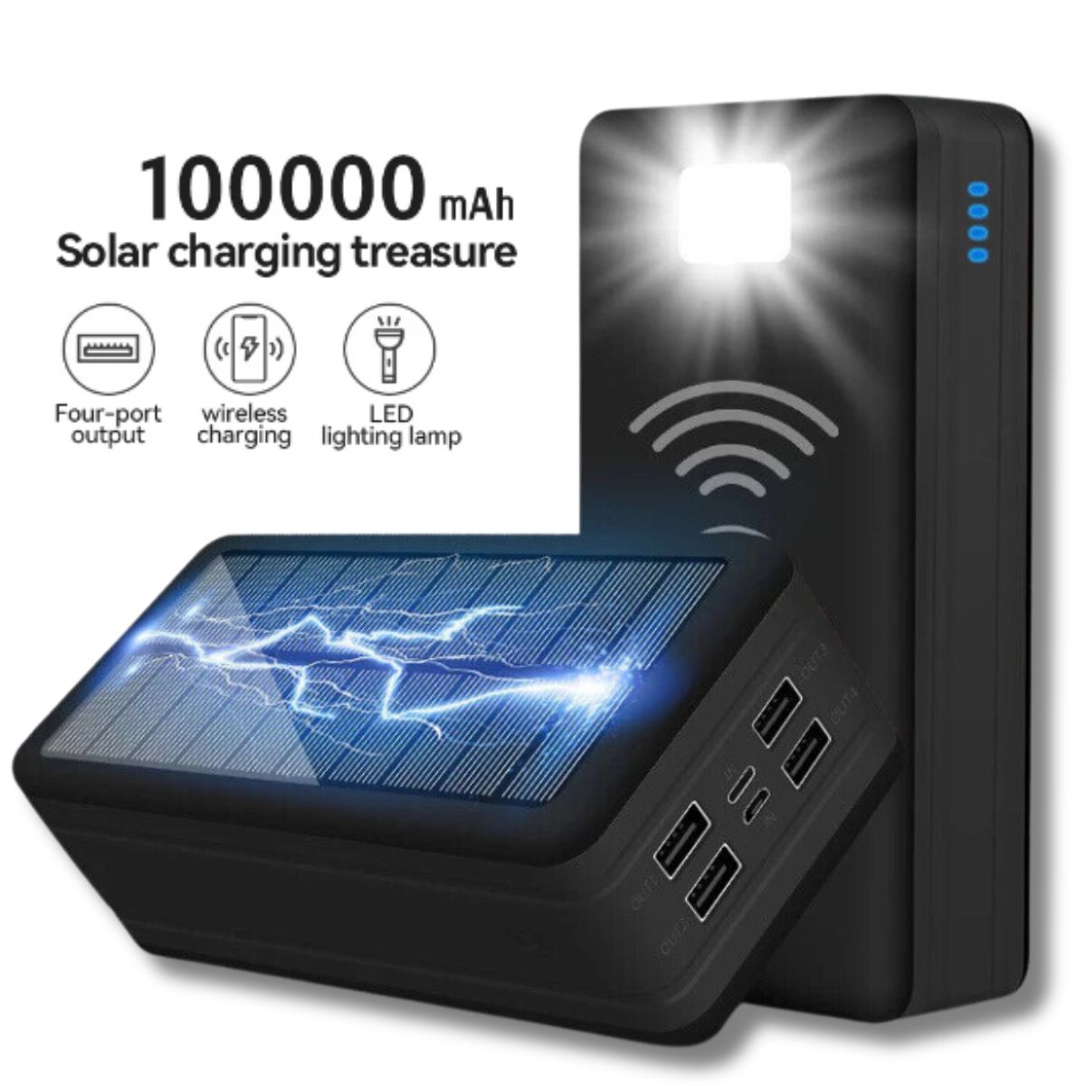 Powerbank Solar 100000 mAh с солнечной панелью