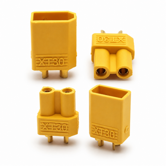XT30 2-pin power connector set Male/Female for FPV drones, LiPo batteries and RC models