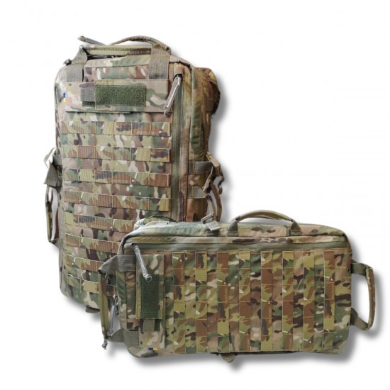 Backpack of a combat medic with a soft back