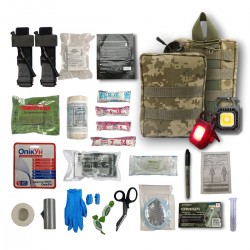 Completed IFAK first aid kit "Wolf" with two turnstiles, large, Pixel Completed IFAK first aid kit "Wolf" with two turnstiles, large, Pixel