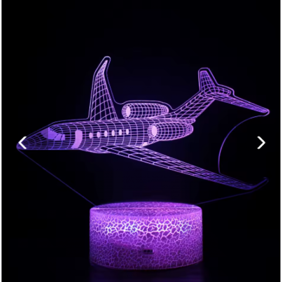 3D Нічник Business Jet з пультом / LED Лампа Літак