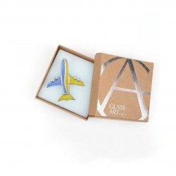 Brooch LITAK UA made of stained glass and pewter Brooch LITAK UA made of stained glass and pewter