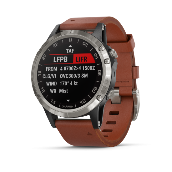 Часы Пилота Garmin D2 ™ Delta Aviator Watch з коричневою шкіряною смугою