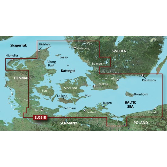 Прибрежные карты Garmin BlueChart® g3 HXEU021R - Denmark East-Sweden Southeast