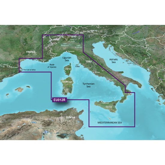 Прибрежные карты Garmin BlueChart® g3 HXEU012R - Mediterranean Sea, Central-West