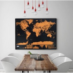World map WEROUTE 2 Golden Travel Black 42x30cm
