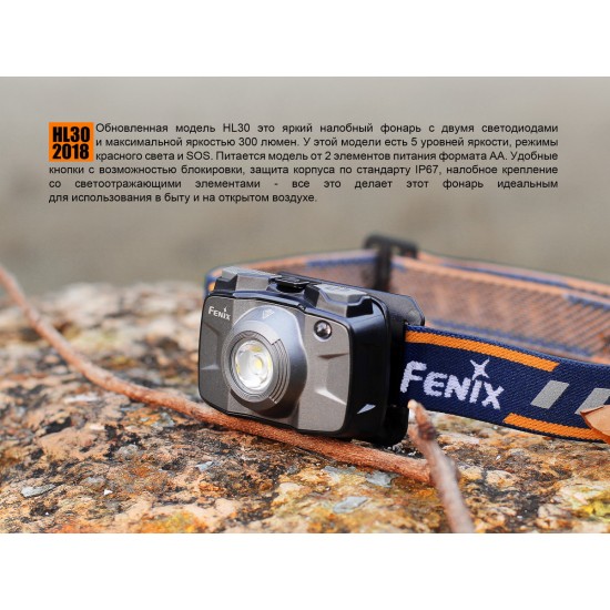 Ліхтар налобний Fenix HL30 2018 Cree XP-G3 сірий