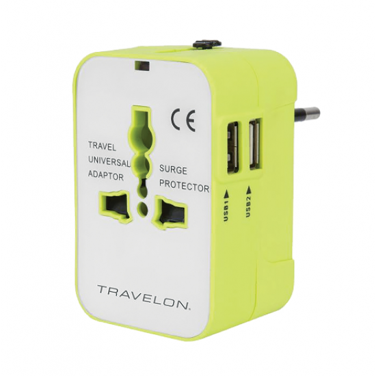 Универсальний адаптер для зарядних пристроїв с двома USB роз'ємами Worldwide Travel Adapter With Dual Usb Chargers