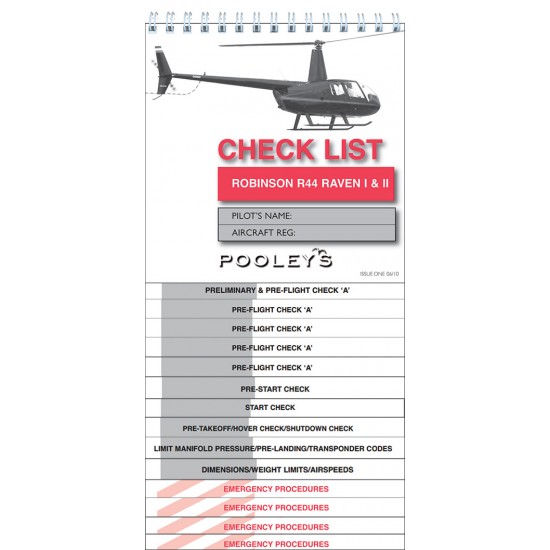 Чек-лист авіаційний Pooleys Robinson R44 Raven I & II Checklist