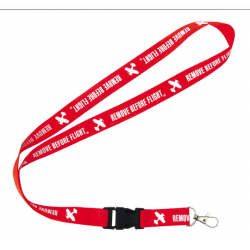 Стрічка для бейджа червона CrewGear Remove Before Flight Lanyard  Стрічка для бейджа червона CrewGear Remove Before Flight Lanyard