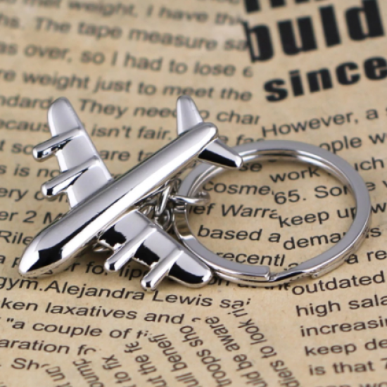 Airplane Model Keychain Silver