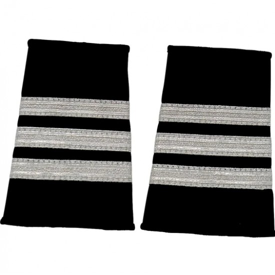 A Cut Above Uniforms 3-Stripe Black and Silver Epaulet
