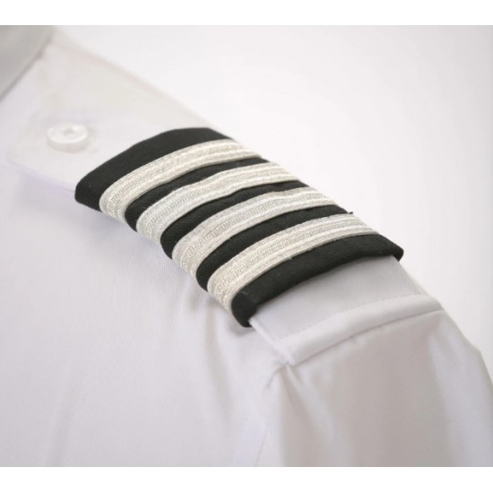 Погони цивільної авіації A Cut Above Uniforms, компл.з 2х шт., 4-Stripe Black and Silver Epaulet