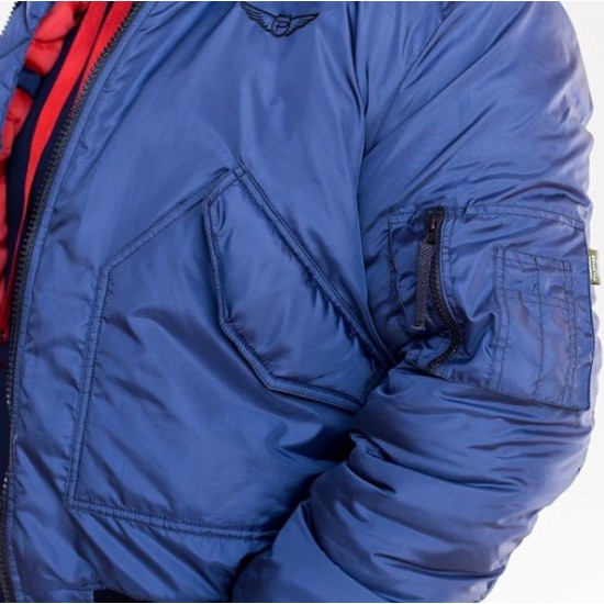 Куртка авиационная Pilotage Пилот пуховая с вышивкой мужская синяя