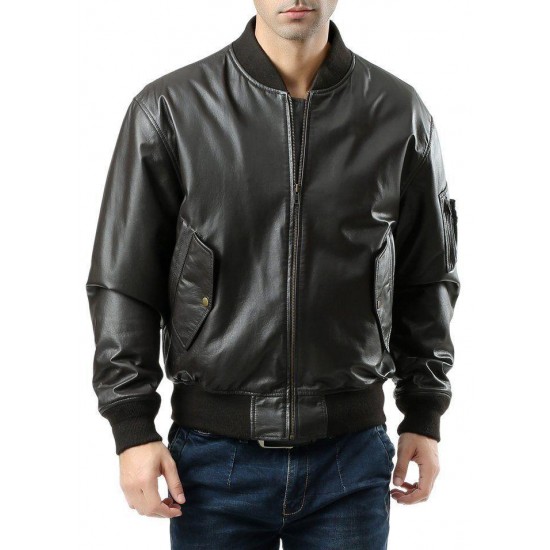 Льотна куртка Leather MA-1 Flight Jacket Alpha Industries MLM21000A1 (Black)