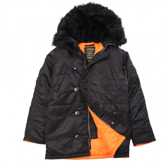 Зимова куртка аляска Alpha Industries Slim Fit N-3B Parka MJN31210C1 (Black/Orange)