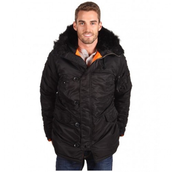Зимова куртка аляска Alpha Industries Slim Fit N-3B Parka MJN31210C1 (Black/Orange)