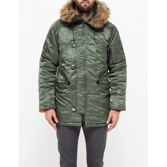 Зимова куртка аляска Alpha Industries Slim Fit N-3B Parka MJN31210C1 (Sage/Orange)