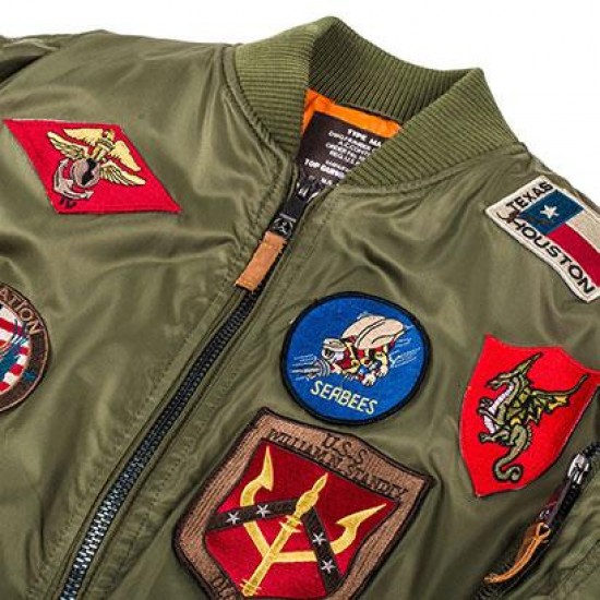 Оригінальний бомбер Top Gun MA-1 Nylon Bomber Jacket with Patches TGJ1540P (Olive)