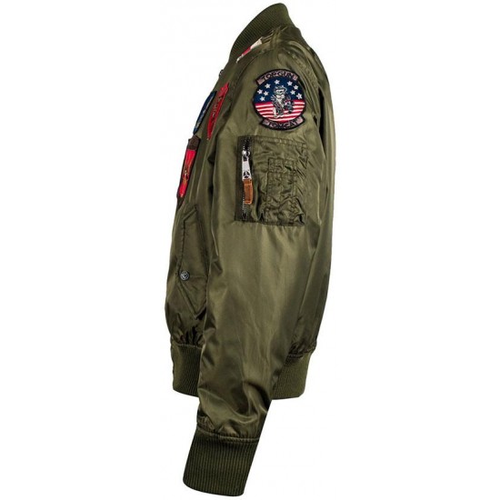 Оригинальный бомбер Top Gun MA-1 Nylon Bomber Jacket with Patches TGJ1540P (Olive)