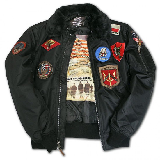 Бомбер Top Gun Official B-15 Men's Flight Bomber Jacket With Patches TGJ1542P (Black)