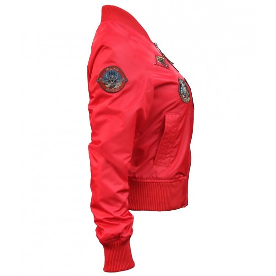 Оригинальный женский бомбер Miss Top Gun MA-1 jacket with patches TGJ1573P-S (Red)