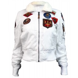 Оригинальный женский бомбер Miss Top Gun B-15 flight jacket with patches TGJ1676 (White) Оригинальный женский бомбер Miss Top Gun B-15 flight jacket with patches TGJ1676 (White)