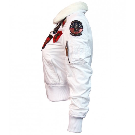 Оригінальний жіночий бомбер Miss Top Gun B-15 flight jacket with patches TGJ1676 (White)