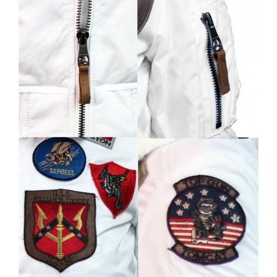 Оригінальний жіночий бомбер Miss Top Gun B-15 flight jacket with patches TGJ1676 (White)