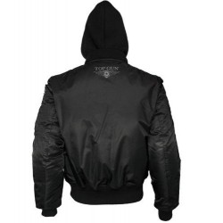 Американський бомбер з капюшоном Top Gun MA-1 Nylon Bomber jacket with hoodie TGJ1735 (Black) Американський бомбер з капюшоном Top Gun MA-1 Nylon Bomber jacket with hoodie TGJ1735 (Black)