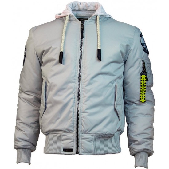 Оригинальная летная куртка Top Gun MA-1 Nylon Bomber jacket with hoodie TGJ1735 (Grey)