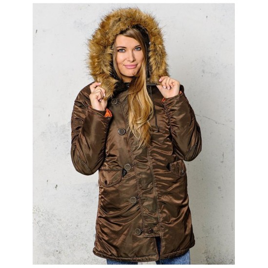 Женская зимняя куртка аляска Alpha Industries N-3B W Parka WJN44502C1 (Cocoa)
