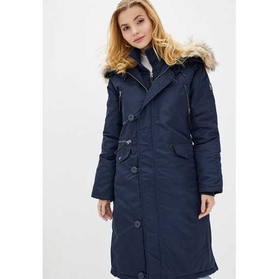 Оригінальна жіноча довга зимова куртка N-7B Eileen Airboss 173000773121 (синя)