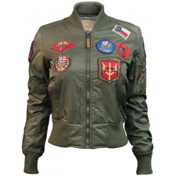 Жіночий бомбер Miss Top Gun MA-1 jacket with patches TGJ1573P (Olive) Жіночий бомбер Miss Top Gun MA-1 jacket with patches TGJ1573P (Olive)
