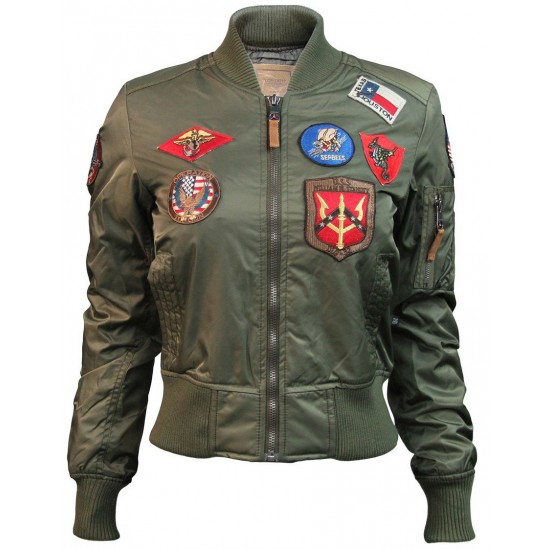 Жіночий бомбер Miss Top Gun MA-1 jacket with patches TGJ1573P (Olive)