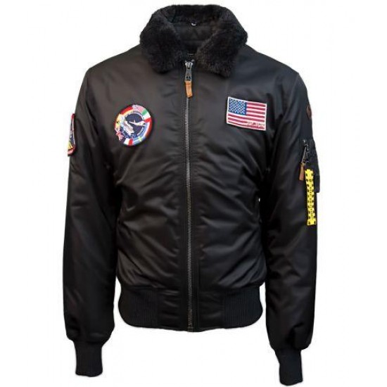 Бомбер Top Gun B-15 Nylon Bomber Jacket With Removable Patches TGJ1732 (Black)