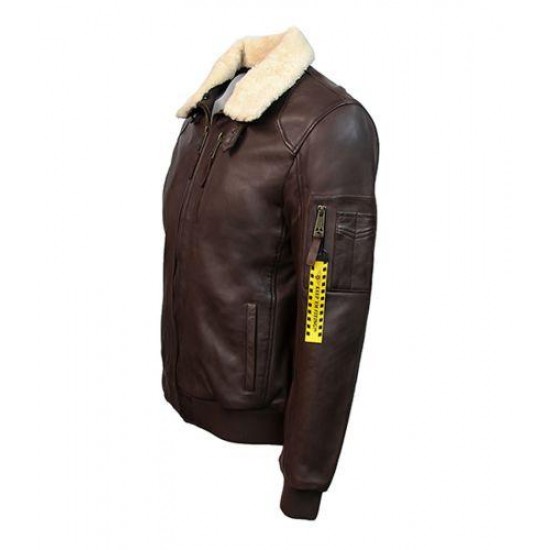 Оригінальна шкіряна куртка Top Gun Men's Bomber With Removable Fur TG1911 (Brown)