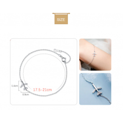 Браслет Літак з фіанітами жіночий sliver 925