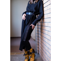 В'язана сукня чорна з ременем (oversize)